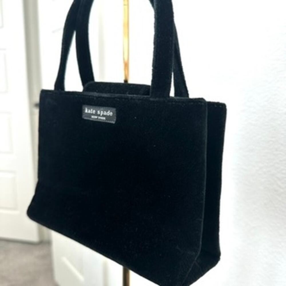 Kate Spade Black Velvet Evening Bag - Vintage 90s - Made in USA - Small Handbag - Picture 2 of 6
